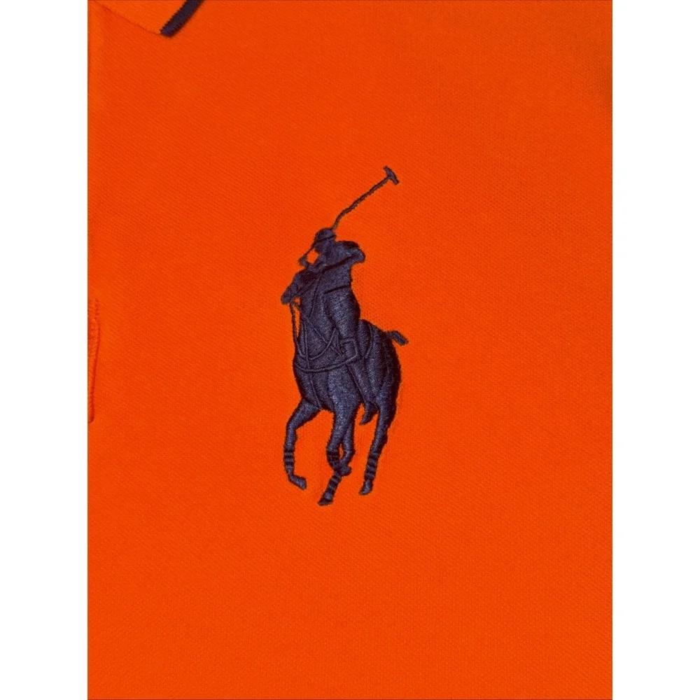 Ralph Lauren Polo Shirt Mens L Orange Big Pony Short Sleeve Golf Preppy Casual